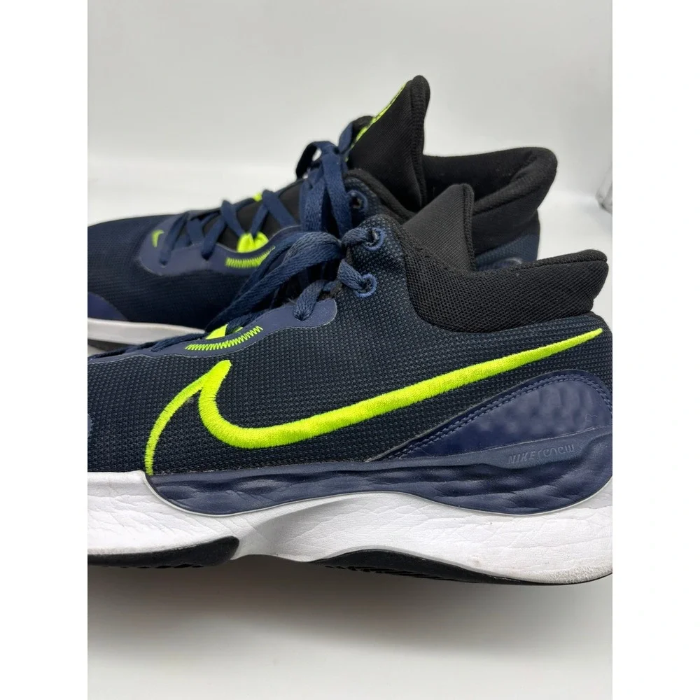Nike Renew Elevate 3 Mens 13 Navy Volt Basketball Shoes DD9304-005 Mid Top